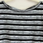 Talbots T by  Black & White Striped Heathered Short Sleeve Tee Twist Keyhole Back Photo 5