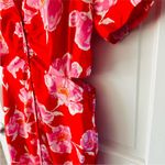 Old Navy Red Pink Floral Cutout Midi Shirt Dress Size S Photo 6