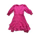 Maison Tara Faux Wrap Dress Size 6 Pink Clip Dot Ruffle Surplice Tiered Flutter Photo 7