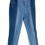 PacSun Jeans Womens 29 High Rise Straight Two Tone Patchwork Frayed Hem Retro Photo 1