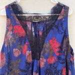 Free People Intimately Womens Oversized XS floral black lace trim tank top Photo 3