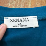Zenana Women's Ocean Blue Long Sleeve Oversized V-Neck Tee 2X Photo 5