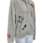 Bella Canvas Juicy Couture Black Label Gray Bedazzled Mushroom Flower Zip Up Hoodie size S Photo 6