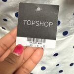 Topshop Dress One Shoulder Embossed Floral Polka Dot Print Blue White Size US 8 Photo 8