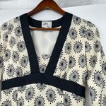 Milly  100% silk cream & black trim starburst 3/4 sleeve dress elegant size 2 Photo 6