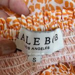 Hale Bob  Elbise Strapless Smocked Tie Neck Halter Midi Dress Orange White Small Photo 3