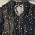 Sabrina Carpenter Black Rhinestone Heart Cut Photo 3