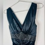 Pompous Girly Black Satin Ruched Bodycon Mini Dress Sz Small Embellished Waist Photo 3