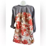 Odille x Anthropologie Gray Camo Print Blouse Size 6 Orange Photo 1