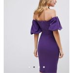 John Zack Petite Bardot Mini Dress With Exaggerated Sleeves Purple Size 10P Photo 1