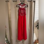 Alvee Designs Red Beaded Wide Leg Romper Size 6 Photo 2