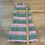 Milly  Tweed Cotton Blend Lamb Leather Fray Raw Seam Aztec Mini Dress Size 0 Photo 3