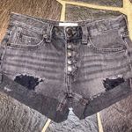 We The Free Free People Distressed Black Denim Shorts Button Fly Size 24 Photo 0