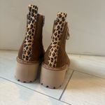 Dolce Vita Hinto Lug Heel Suede Combat Boots 8.5 Leopard Print Calfhair Boho Tan Photo 4