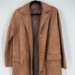 Vintage Montgomery Ward 1950s Suede Longline Jacket Coat Small medium lined Tan Photo 1