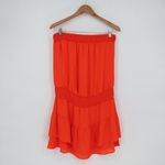 Krisa  Orange Smocked Strapless Tiered Ruffle Mini Dress Size L Made in USA Photo 1