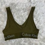 Calvin Klein  Army Green Cotton Sports Bra Front Cut Out Sz Small Photo 3