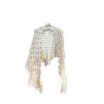 VTG 1980’s Handmade Crochet Poncho Shawl Cape Cream Fringe Boho Hippie Photo 7