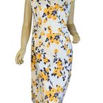 J. PETERMAN WHITE, YELLOW & BLUE FLORAL PATTERN COTTON SHEATH DRESS (12) Photo 0