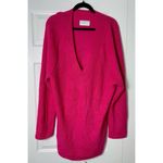 Lucky Brand Hot Pink Ribbed V-Neck Textured Oversized Knit Sweater Women’s XL Photo 5