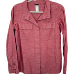 Patagonia Organic Cotton Red Pink Chambray Button Up Shirt Women's 6 Long Sleeve Photo 0