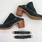 A.S.98 Black Leather Mules Silver Studded Heeled Shoes Boho Cottage EU Size 36 Photo 10