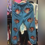 QUEEN OF SPARKLES Teal Turkey Embroidered Small Sweatshirt and XS Joggers Blue Photo 1