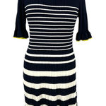 Free Assembly Striped Ribbed Knit Dress Short Sleeve Blue White Size Medium NWT Photo 0