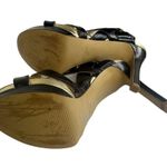 Nine West Breezin Black Gold Strappy Sling Back Stiletto Sandal Heels Womens 7 Photo 7