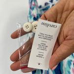 Crown & Ivy  Caroline Multicolor‎ Blue Ikat Shorts Stretch Twill Flat Front Photo 8