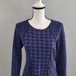 Ellen Tracy  Houndstooth Blue Black Circle Sweater Dress M Photo 2