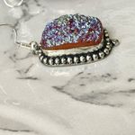 Silver aura Quartz druzy earrings Photo 5