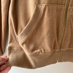 Michael Kors Sz M Tan Velour Full Zip Hoodie Jacket Sweater Pockets Photo 6