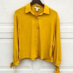 Rachel Zoe Womens Shirt Blouse Marigold Yellow Tie Cuff Small Photo 0