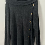 Adrienne Vittadini  Charcoal Gray Fold Over Neck‎ Button Detail Long Sleeve XL Photo 0