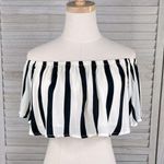 House of Harlow X REVOLVE Bree Black/Cream Striped Off the Shoulder Crop Top-S Photo 0
