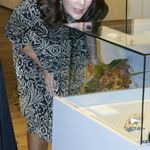 Ganni  Schiffer Glitter Print Long Sleeve Peplum Dress Gold Size S NWT Photo 1