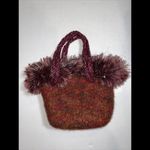 Tweed‎ Wool Bucket Bag Medium Handbag Red Fringe Photo 1