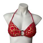 Victoria's Secret NWOT, Red Gold Metallic Center Gold Ring Bikini Top, Sz M Photo 0