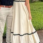 Beginning Boutique Tan Dress With Black Trim  Photo 1