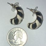 Kenneth Jay Lane Signed KJL China Black and White Zebra Earrings Black Photo 2