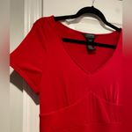 George Size M Red Stretchy Short Sleeve V Neck Ruffle Hem Pullover Mini Dress Size M Photo 4