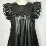 Stellah NWT $168 Small Black Faux Leather Goth Punk Alt Eyelet Babydoll Dress Photo 2