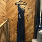 Adrianna Papell Hailey by  navy bedazzled long bridesmaid, formal prom dress Photo 5