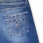 Y2k blue low rise bermuda denim shorts with bedazzled and studded details Size 12 Photo 6