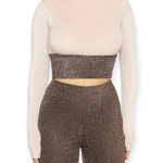 Naked Wardrobe | NWT | M | On the Glow Sparkle Colorblock Long Sleeve Crop Top Photo 0