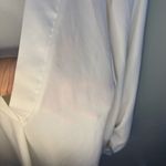 Lush Clothing Lush White Semi-sheer 3/4 Sleeve V Neck Blouse Large Feminine Flowy Spring Light Photo 4