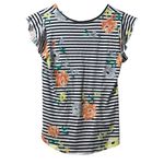 Loft  Floral Short‎ Sleeve Shirt Size XS Ruffle Sleeve Lightweight Casual Outdoor Photo 1