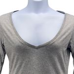 Theory  Top Medium Warm Gray Deep V Neck‎ Loose Comfy Casual Chic Minimalist Photo 2