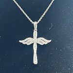 Sterling Silver Angel Wings Cross Necklace Photo 1